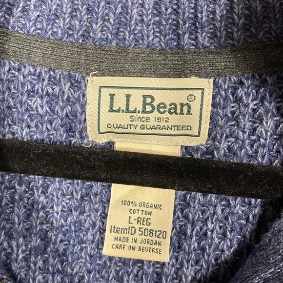 L.L. Bean Men's 100% Organic Cotton Waffle Knit Sweater, Quarter Zip size Large - Picture 5 of 12